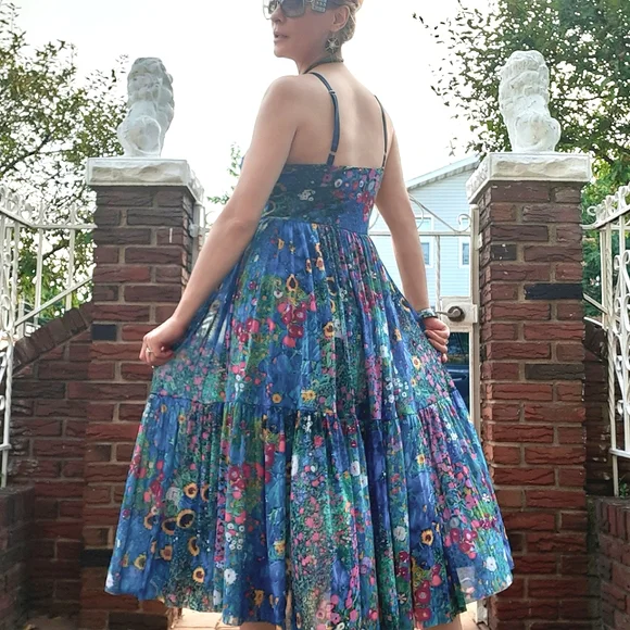 BLACKMILK NWT Klimt Collage Pink Sheer Midaxi Dress Size S - Picture 11 of 12